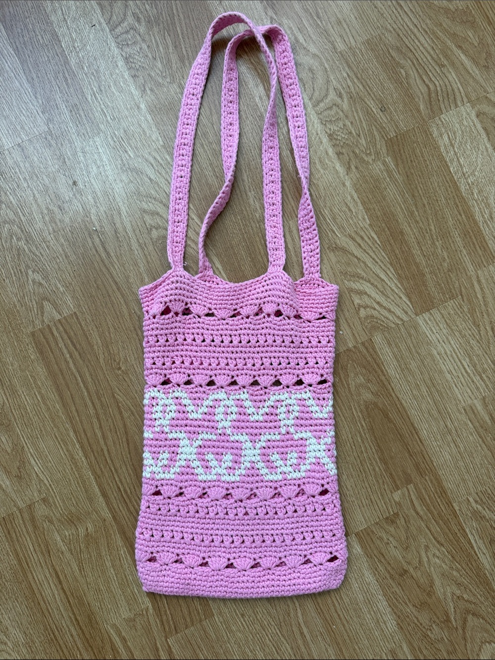ASOS Pink Crochet Shoulder Bag with White Pattern